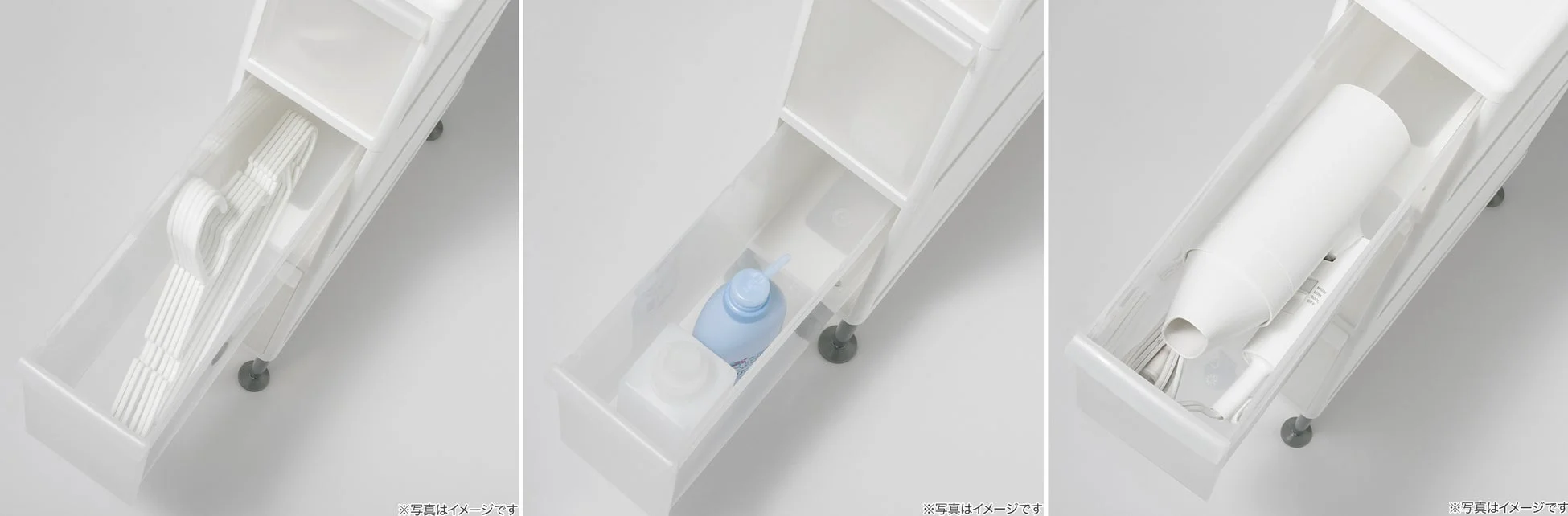 引き出しに収納された日用品